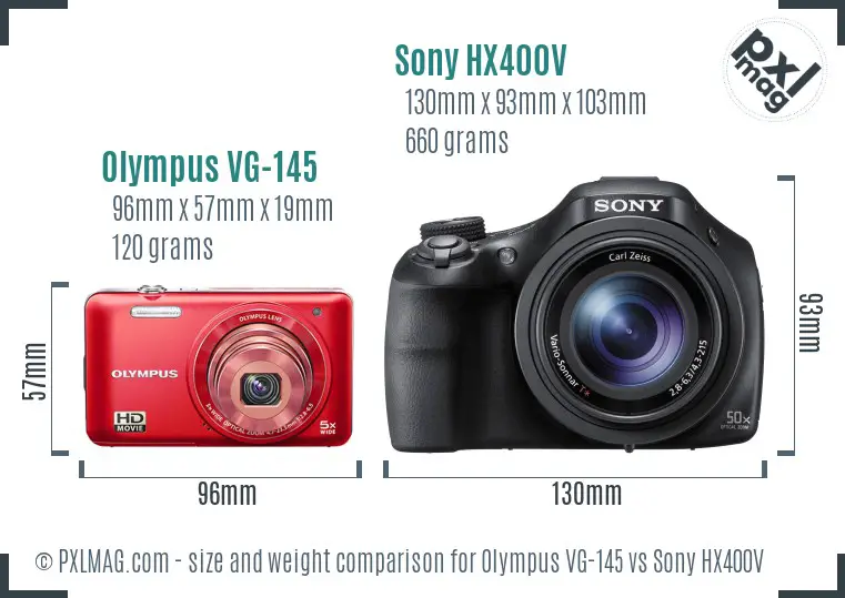 Olympus VG-145 vs Sony HX400V size comparison