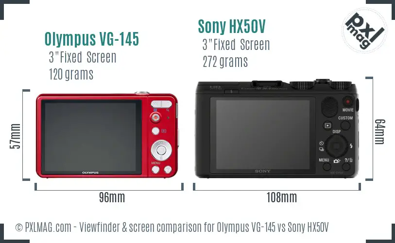 Olympus VG-145 vs Sony HX50V Screen and Viewfinder comparison