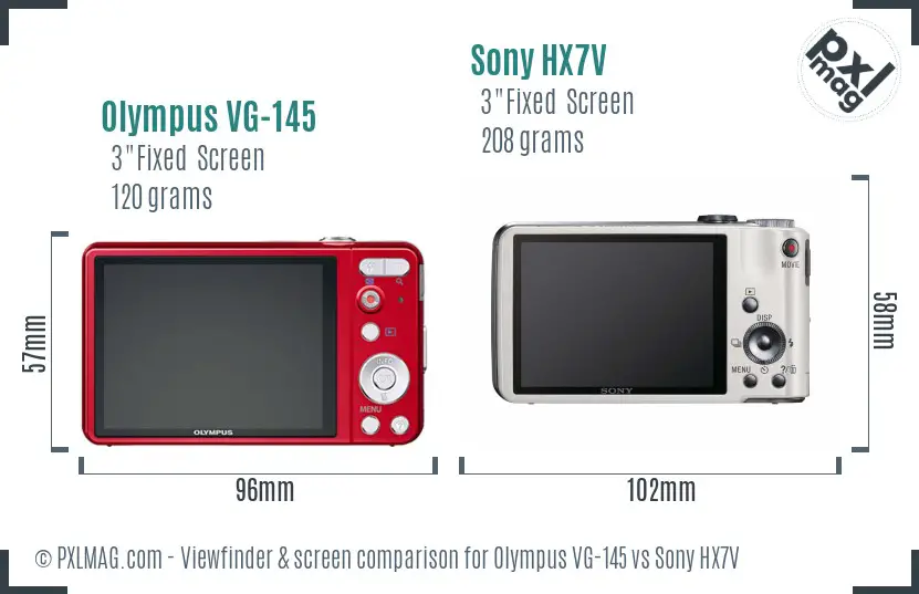Olympus VG-145 vs Sony HX7V Screen and Viewfinder comparison