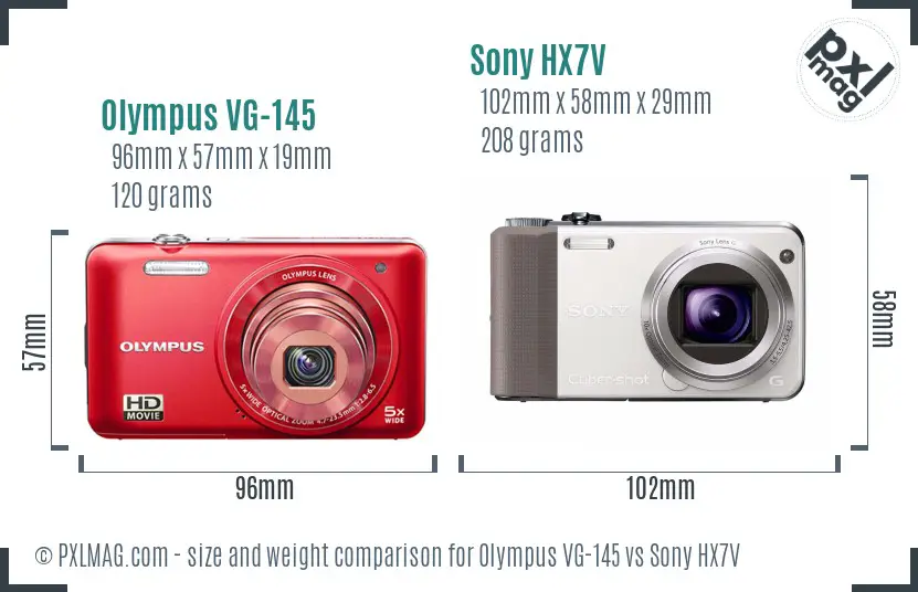 Olympus VG-145 vs Sony HX7V size comparison