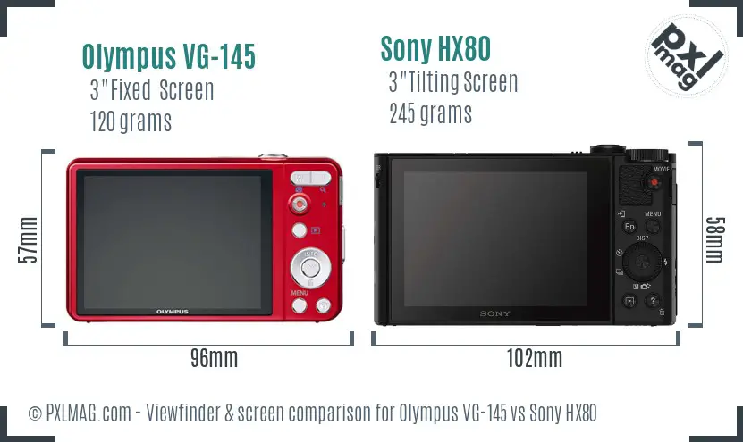 Olympus VG-145 vs Sony HX80 Screen and Viewfinder comparison