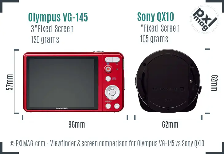 Olympus VG-145 vs Sony QX10 Screen and Viewfinder comparison