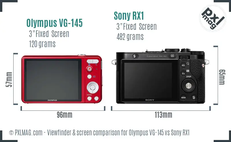 Olympus VG-145 vs Sony RX1 Screen and Viewfinder comparison