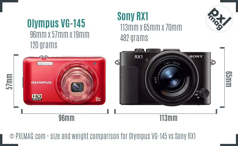Olympus VG-145 vs Sony RX1 size comparison