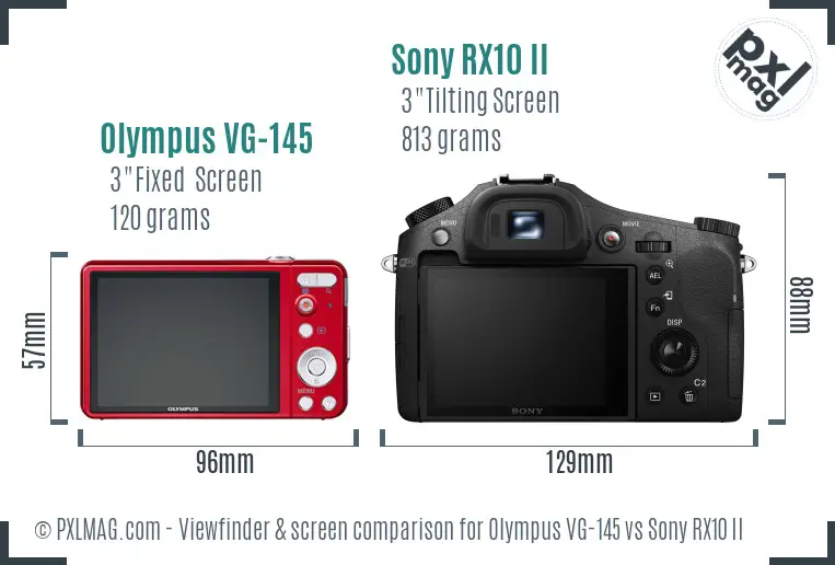 Olympus VG-145 vs Sony RX10 II Screen and Viewfinder comparison