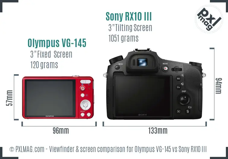 Olympus VG-145 vs Sony RX10 III Screen and Viewfinder comparison