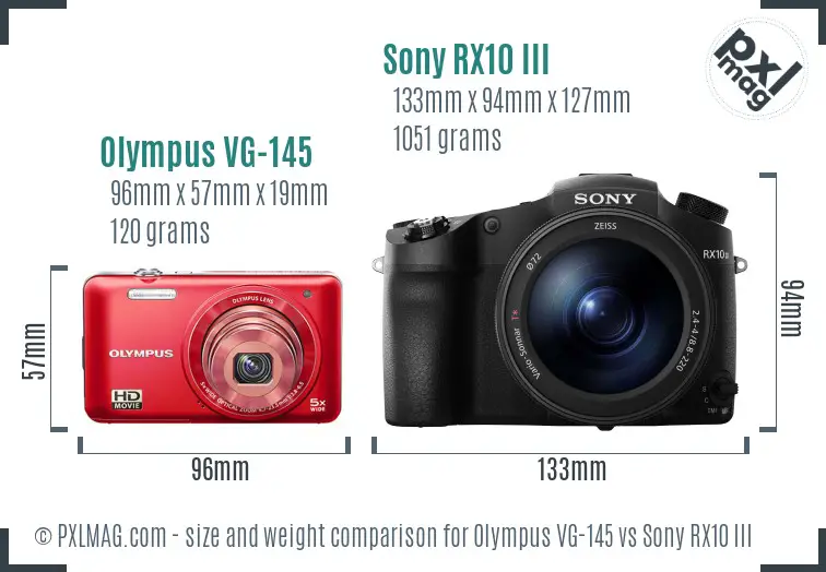 Olympus VG-145 vs Sony RX10 III size comparison