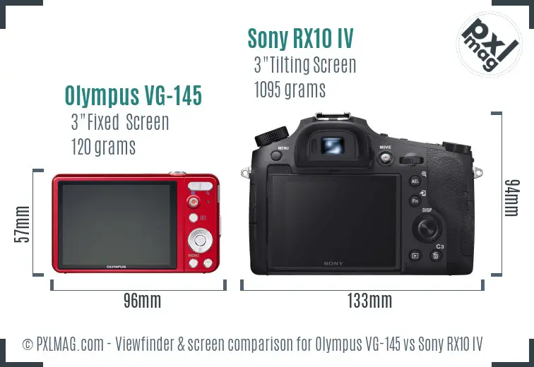 Olympus VG-145 vs Sony RX10 IV Screen and Viewfinder comparison