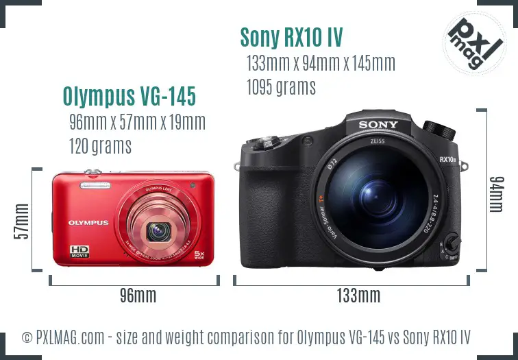 Olympus VG-145 vs Sony RX10 IV size comparison