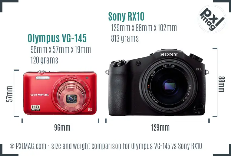 Olympus VG-145 vs Sony RX10 size comparison