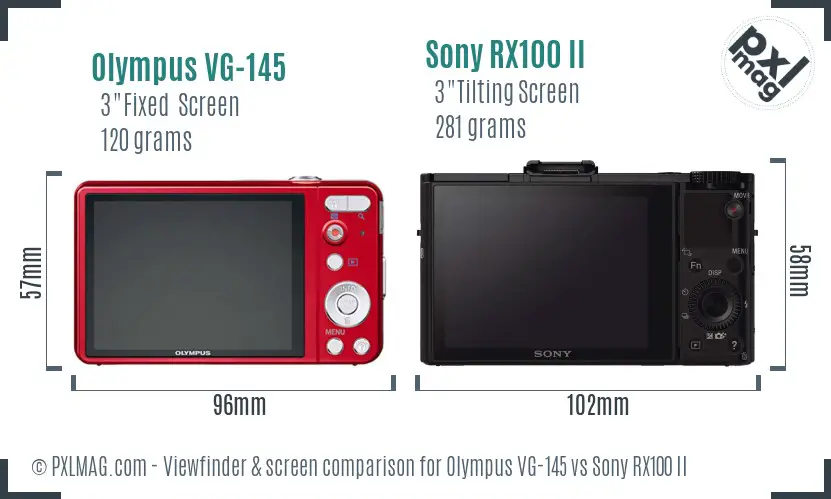 Olympus VG-145 vs Sony RX100 II Screen and Viewfinder comparison