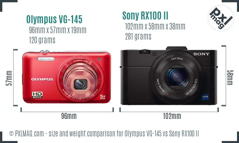 Olympus VG-145 vs Sony RX100 II size comparison