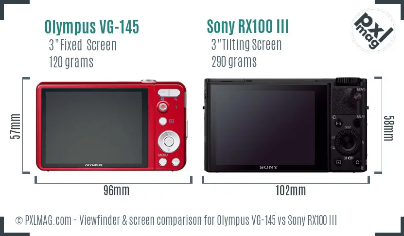 Olympus VG-145 vs Sony RX100 III Screen and Viewfinder comparison