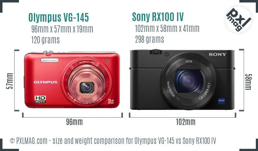 Olympus VG-145 vs Sony RX100 IV size comparison