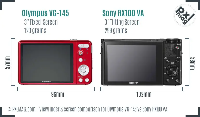 Olympus VG-145 vs Sony RX100 VA Screen and Viewfinder comparison