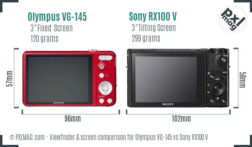 Olympus VG-145 vs Sony RX100 V Screen and Viewfinder comparison