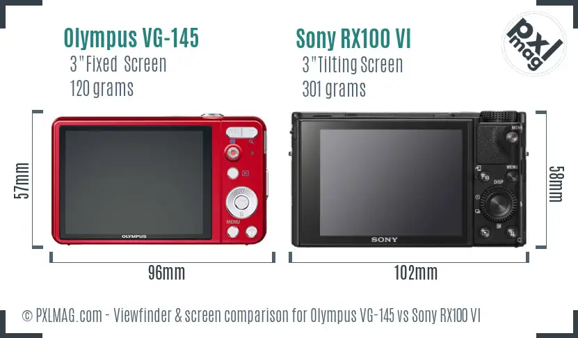 Olympus VG-145 vs Sony RX100 VI Screen and Viewfinder comparison