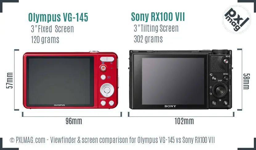 Olympus VG-145 vs Sony RX100 VII Screen and Viewfinder comparison