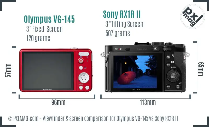 Olympus VG-145 vs Sony RX1R II Screen and Viewfinder comparison