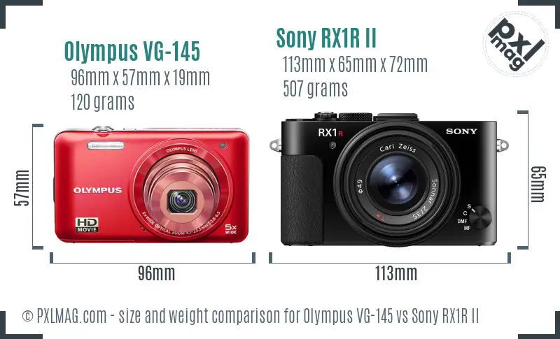 Olympus VG-145 vs Sony RX1R II size comparison