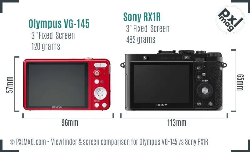 Olympus VG-145 vs Sony RX1R Screen and Viewfinder comparison