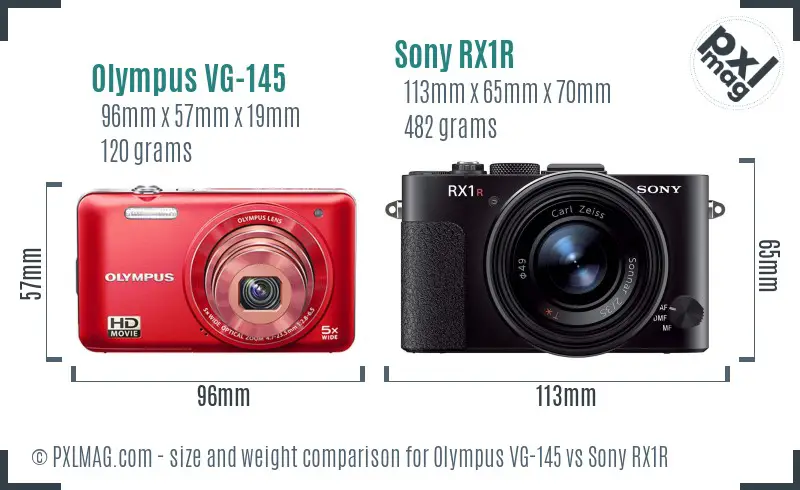 Olympus VG-145 vs Sony RX1R size comparison