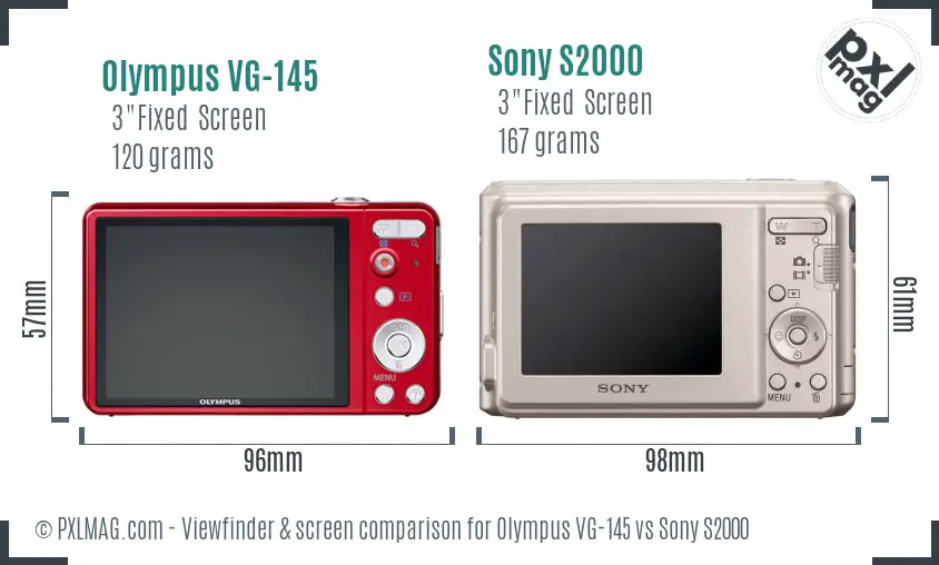 Olympus VG-145 vs Sony S2000 Screen and Viewfinder comparison