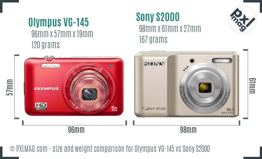 Olympus VG-145 vs Sony S2000 size comparison