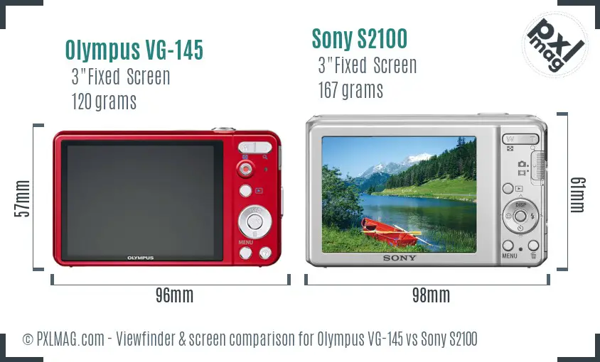 Olympus VG-145 vs Sony S2100 Screen and Viewfinder comparison