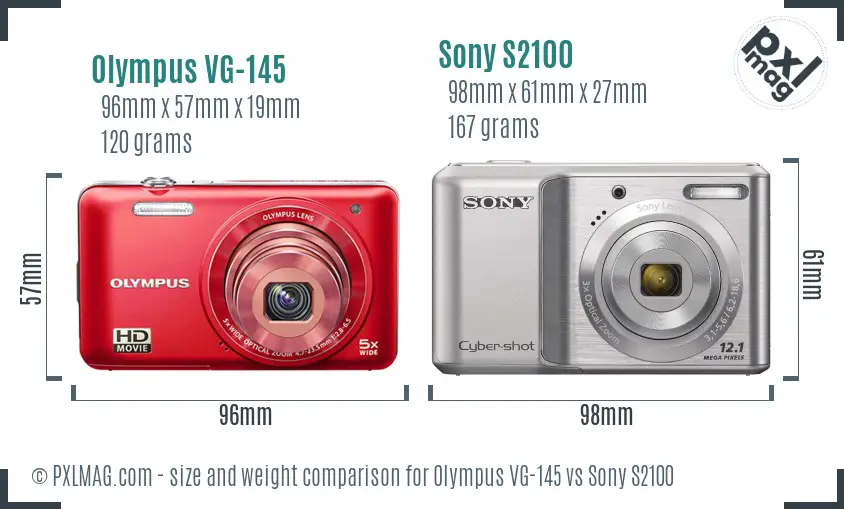 Olympus VG-145 vs Sony S2100 size comparison