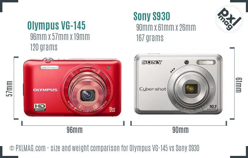 Olympus VG-145 vs Sony S930 size comparison