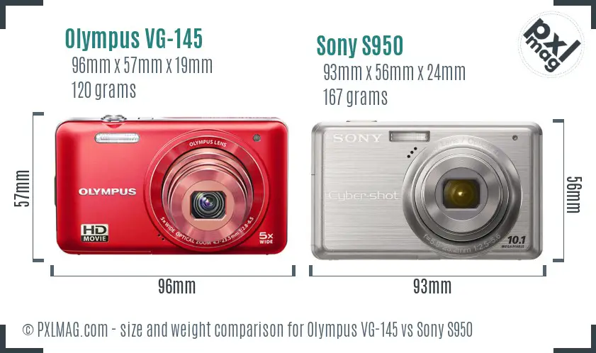 Olympus VG-145 vs Sony S950 size comparison