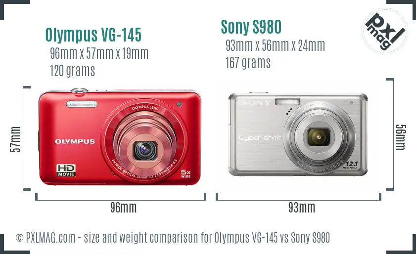 Olympus VG-145 vs Sony S980 size comparison