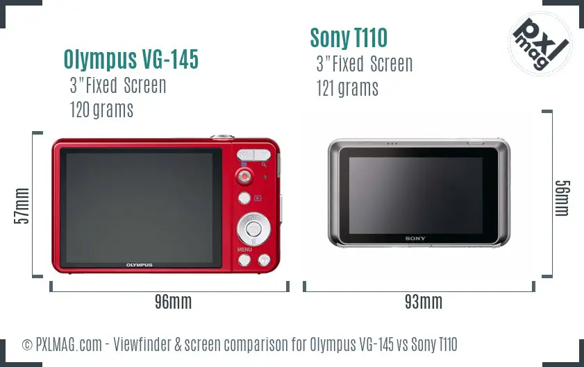 Olympus VG-145 vs Sony T110 Screen and Viewfinder comparison
