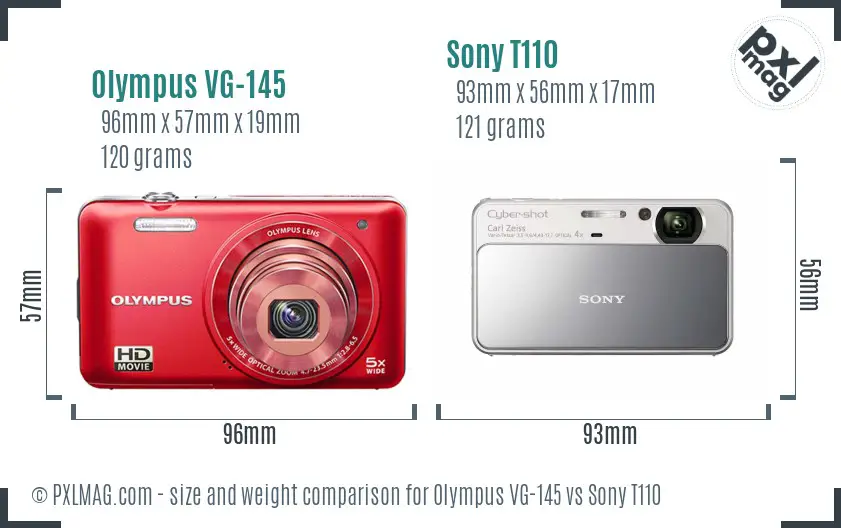 Olympus VG-145 vs Sony T110 size comparison