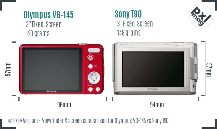 Olympus VG-145 vs Sony T90 Screen and Viewfinder comparison