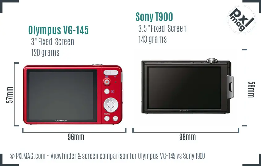 Olympus VG-145 vs Sony T900 Screen and Viewfinder comparison