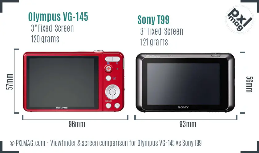 Olympus VG-145 vs Sony T99 Screen and Viewfinder comparison