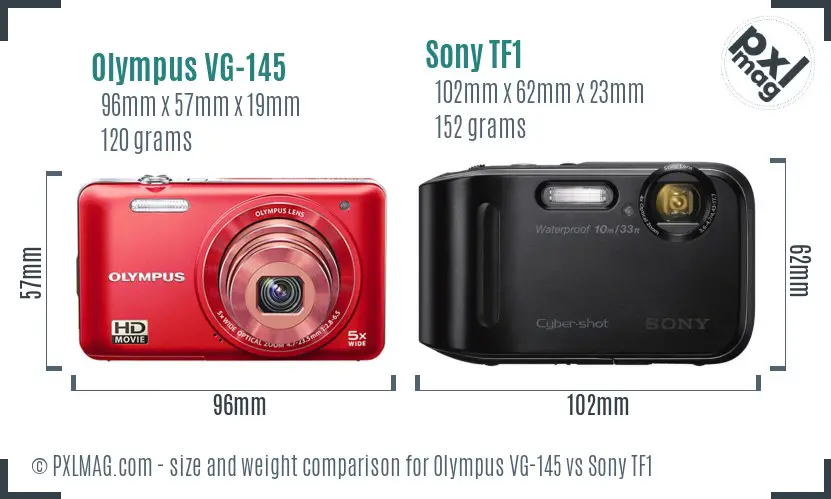 Olympus VG-145 vs Sony TF1 size comparison