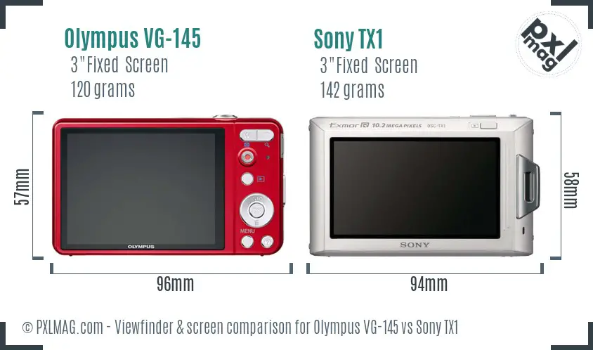Olympus VG-145 vs Sony TX1 Screen and Viewfinder comparison