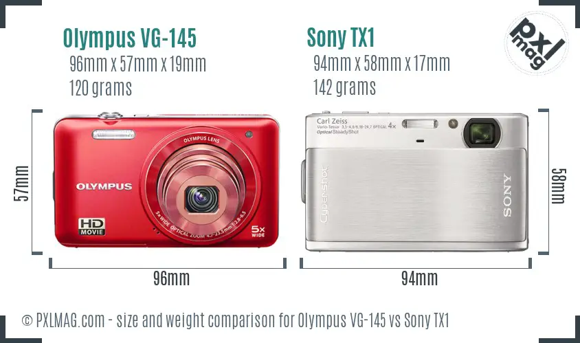 Olympus VG-145 vs Sony TX1 size comparison
