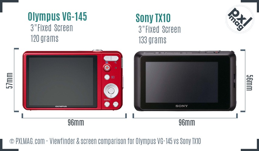 Olympus VG-145 vs Sony TX10 Screen and Viewfinder comparison