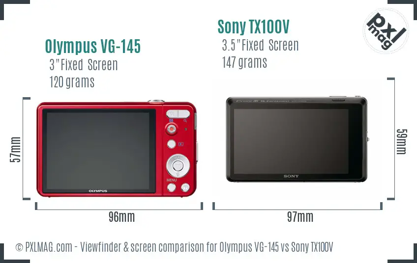 Olympus VG-145 vs Sony TX100V Screen and Viewfinder comparison