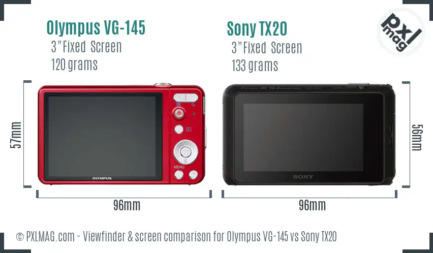 Olympus VG-145 vs Sony TX20 Screen and Viewfinder comparison