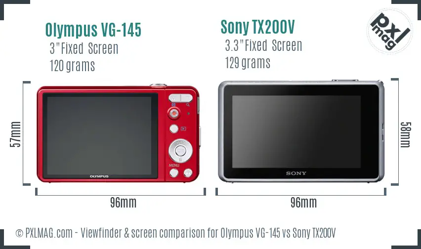 Olympus VG-145 vs Sony TX200V Screen and Viewfinder comparison