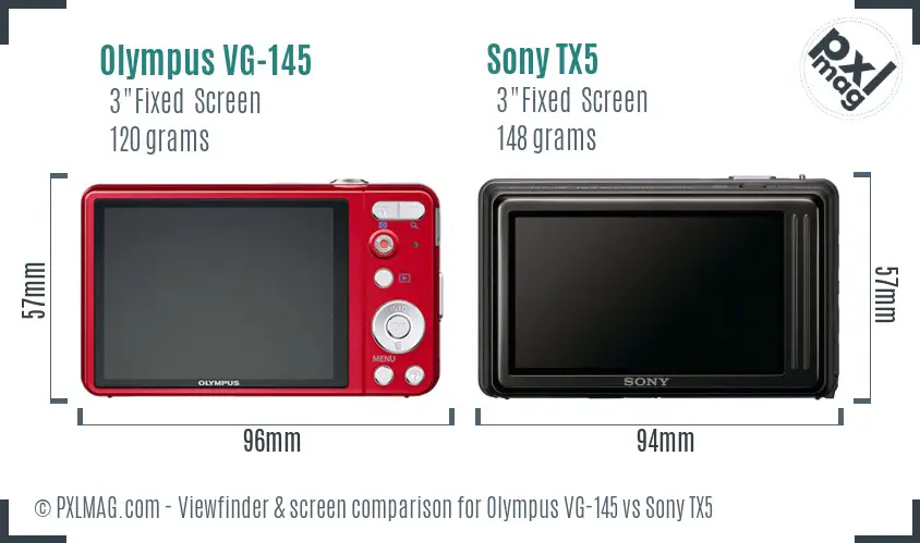 Olympus VG-145 vs Sony TX5 Screen and Viewfinder comparison