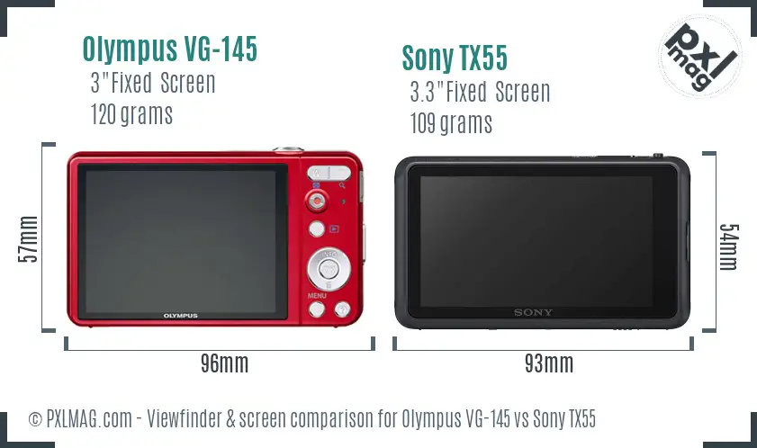 Olympus VG-145 vs Sony TX55 Screen and Viewfinder comparison