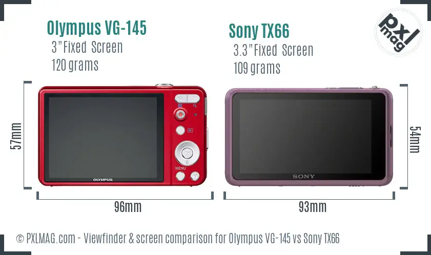 Olympus VG-145 vs Sony TX66 Screen and Viewfinder comparison