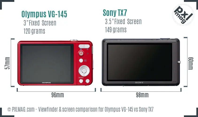 Olympus VG-145 vs Sony TX7 Screen and Viewfinder comparison