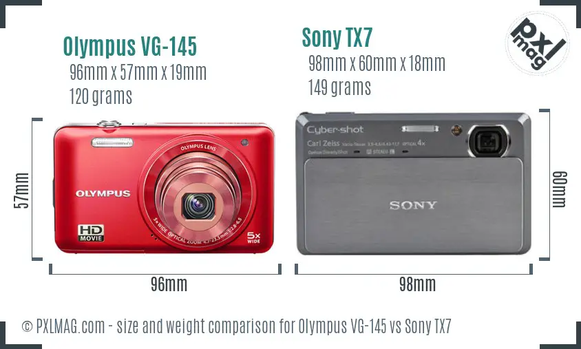 Olympus VG-145 vs Sony TX7 size comparison